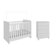 Imagem de Berço e Cômoda Infantil Moveis Peroba Junior mdf Branco