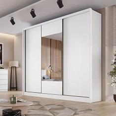 Imagem de Guarda Roupa Casal com Espelho 3 Portas 6 Gavetas Montreal Novo Horizonte Branco