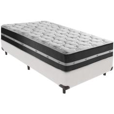 Imagem de Cama Box Branco E Colchão Classic Preto Molas Ensacadas Solteiro Anjos