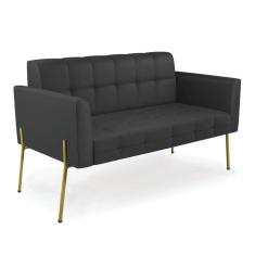 Imagem de Sofá Namoradeira 2 Lugares Base Pé de Ferro Dourado Elisa Corino Preto D03 - D`Rossi