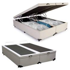 Imagem de Cama Box Baú Casal Bipartido Sintético Branco Emth 138X188x40 - Empóri