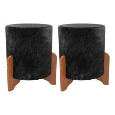 Imagem de Conjunto 2 Puff Banqueta Quarto Sala Pés De Madeira Maciça - Zinn Move