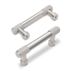 Imagem de BUKOBYHE Puxadores de gaveta serrilhados de níquel acetinado escovado, 10, pacote com 10, puxadores de gaveta e ferragens de cozinha