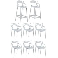 Imagem de 6 Cadeiras + 2 Banquetas Altas Masters Allegra Cinza Claro