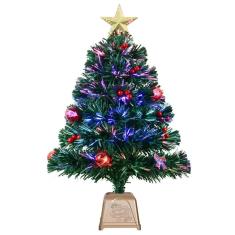 Imagem de Árvore de Natal HABAGOU Fibra Óptica Verde 60cm com enfeites