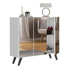 Imagem de Sapateira Retrô com Espelho 3 Portas Nina Multimóveis V6022 Branca/preta