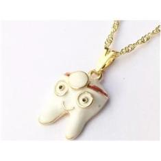 Imagem de Colar Cordão Dente Dentista Odonto Folheado A Ouro 18k