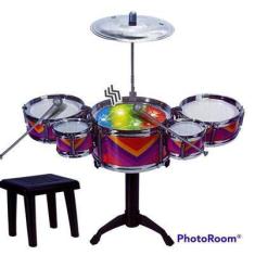 Imagem de Brinquedo Bateria Infantil Com Banco E Luzes - Toys