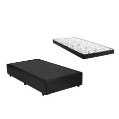Imagem de Cama Box Solteirão Preto + Colchão Espuma D33 96x203x10