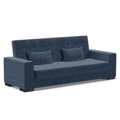 Imagem de Sofá Cama Decorativo 210cm Beesley Suede Azul Marinho G19 - Gran Belo