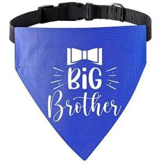 Imagem de HDGDT Coleira bandana Big Brother para cães, anúncio de gravidez, anel em D forte para facilitar a fixação da coleira e revelar o gênero, coleira ajustável com fivela de liberação rápida para cães e