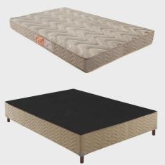 Imagem de Box Casal Júlia 42x138x188cm com Colchão Casal Unique D33 Duoface 18x138x188cm Rustico Bege