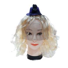 Imagem de Tiara Chapeu Viuva Negra Bruxa Com Veu Halloween Festas