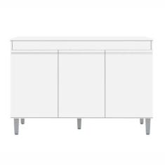 Imagem de Balcão De Pia Cozinha Manu 120cm Branco 1889 Sem Tampo Ajl Móveis