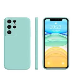 Imagem de Capas quadradas de silicone líquido para Samsung S22 S21 S20 FE Plus Note 10 20 Ultra A32 A42 A52S A72 A53 A13 5G Capa macia à prova de choque, ciano, para Samsung A53