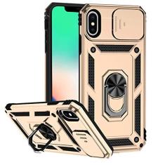 Imagem de Hitaoyou Capa para iPhone X/XS com proteção de lente, capa para iPhone X/XS com capa para câmera e suporte, capa magnética protetora resistente à prova de choque de grau militar para iPhone X/XS 5.8