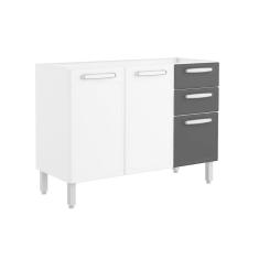 Imagem de Balcão De Cozinha Evidence 7024 3 Portas E 2 Gavetas S/ Tampo 120cm Branco/preto - Bertolini