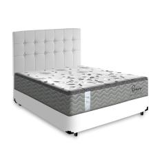 Imagem de Cama Box + Cabeceira Cassis Branca e Colchão de Molas Casal - Probel - Guarda-Costas Ouro 138cm