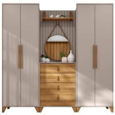 Imagem de Guarda Roupa Verti Casal 5 Portas 3 Gavetas Fabrimoveis Gianduia Natur