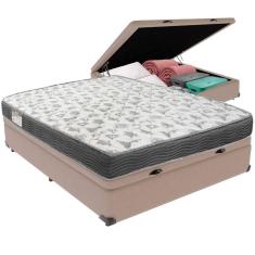 Imagem de Cama Box Baú Bege E Colchão Iso100 Espuma D33 Viúvo Ortobom