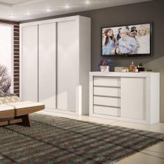 Imagem de Quarto de Casal Laura com Guarda Roupa Casal 3 Portas e Cômoda Espresso Móveis