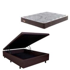 Imagem de Cama Box Baú Casal Marrom 138x188 com Colchão Casal Relax Adorabile Mo