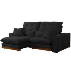 Imagem de Sofá Toronto 4 Lugares Retrátil E Reclinável 250Cm Tecido Veludo Cor Preto