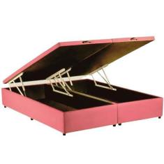 Imagem de Base Box Bau Queen Suede Rosa - Top premium base box