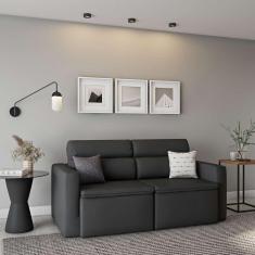 Imagem de Sofá 3 Lugares Retrátil E Reclinavél Bremerhaven Suede Grafite 180 Cm