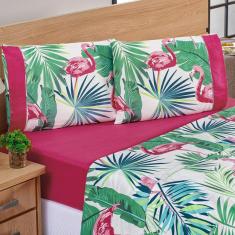 Imagem de Jogo de Lençol King 4 Peças Naturale Fronha e Lençol de Elástico Micropercal Estampado 200 Fios