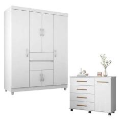 Imagem de Cômoda Flora e Guarda Roupa Solteiro Ecom 2 Branco Flex - Demóbile