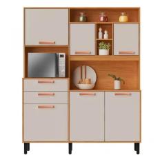 Imagem de Armário de Cozinha Napoles 6 Portas 2 Gavetas Itatiaia Cor Cinamomo Off White