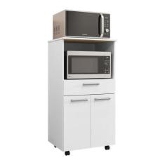 Imagem de Balcão Multiuso Para Forno Microondas 2 Portas E 1 Gavetão Duo Branco
