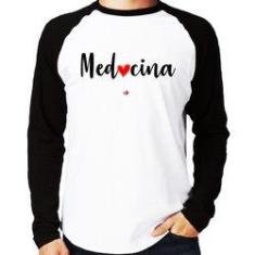 Imagem de Camiseta Raglan Medicina Por Amor Manga Longa - Foca Na Moda