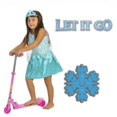 Imagem de Patinete De Ferro 50Kg Dobrável + Fantasia De Princesa Azul - Dm Toys