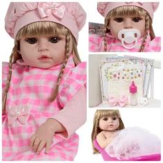Imagem de Boneca Reborn Loira Recém Nascida 100% Vinil Siliconado - Cegonha Rebo