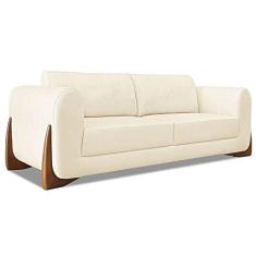 Imagem de Sofá Living 2 Lugares 1,80m Lottus Linho Bege Pés Castanho - Pallazio