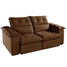 Imagem de Sofá 3 Lugares Retrátil e Reclinável Jobi Veludo Marrom 194 cm - Estof
