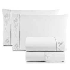 Imagem de Jogo De Lençol Cama Imperial King 04 Peças - Percal - Algodão - Ponto