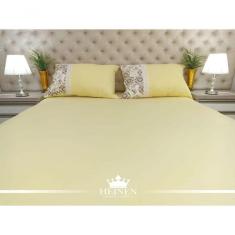 Imagem de Jogo De Cama King 3 Pçs Em Malha 100% Algodão Amarelo