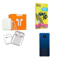 Imagem de Kit Fone Sem fio + Capinha Motorola E7 Plus + Película 9D - AGold