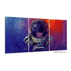 Imagem de Quadro Decorativos Menina Astronalta Com 3 Peças 125x60