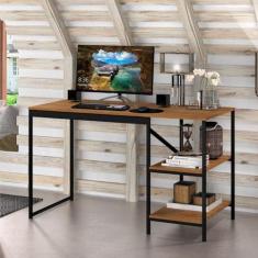 Imagem de Mesa Industrial para Escritório Slim Bers Preto e Canela