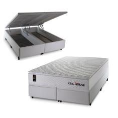 Imagem de Conjunto Box Baú New Moon Branco 158x198x73 c/ Molas Ensacadas