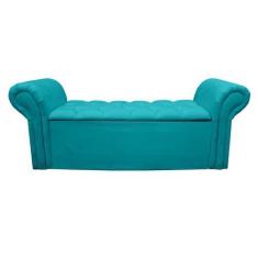 Imagem de Recamier Baú Para Cama Box Casal Queen Agnes - Suede - Sv Decor,  Azul