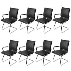 Imagem de Kit 8 Cadeiras para Escritório Interlocutor Estofada em Sintético 3304 Preto