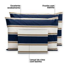 Imagem de Lençol Queen 3 Pçs Estampado C/ Fronhas Percal 180 Fios - Bem Me Quer 
