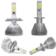 Imagem de Kit Lâmpadas Super LED Headlight Palio 2008 A 2012 Farol Baixo Alto H4 e Milha H1 6000K Efeito Xênon
