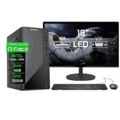 Imagem de Computador Completo Fácil Intel 4Gb Ssd 120Gb Monitor 19" Hdmi Led Tec