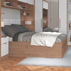 Imagem de Cama Casal com Gavetão Auxiliar Versátil Móveis Castro Macadâmia